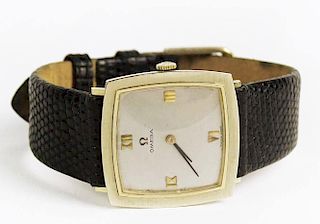 Vintage 14 Karat Gold Omega Watch With Leather Strap. Circa Mid 1960's
