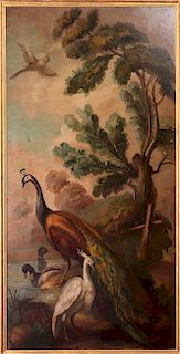 19th Century Exotic Birds Oil on Canvas Wall Panel