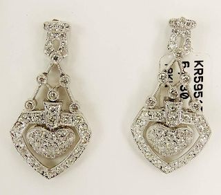 Lady's approx. 1.70 Carat Diamond and 18 Karat White Gold Earrings
