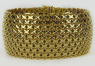 Vintage Italian Milros 14 Karat Yellow Gold Flexible Mesh Bracelet