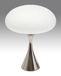 Laurel Modern Mushroom Chrome Lamp w Frosted Glass Shade