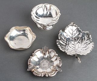 Silver Leaf Motif Dish & Others, Group of 4