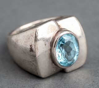 Silver Blue Topaz Ring
