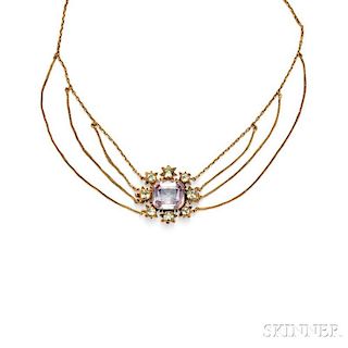 Antique Gold, Pink Topaz, and Chrysoberyl Necklace