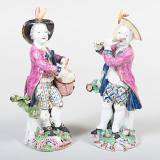 Pair of Bow Porcelain Figures of Young Musicians