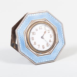 American Silver and Enamel 8 Day Travel Clock