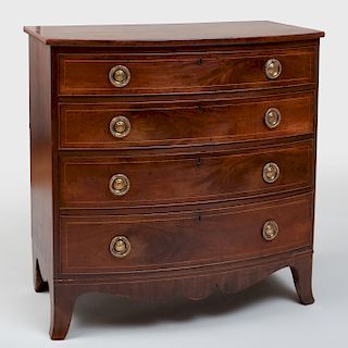 George III Inlaid Mahogany Bow-Front Chest of Drawers