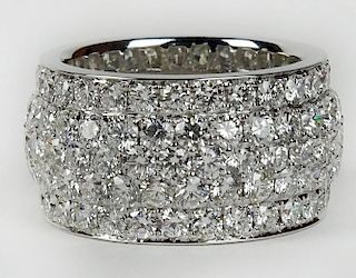 Lady's Cartier style approx. 9.0 Carat Round Cut Diamond and 18 Karat White Gold Wide Eternity Band