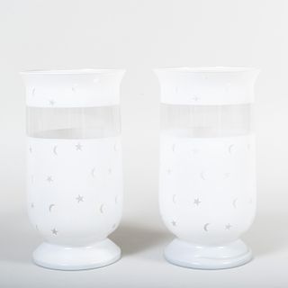 Pair of Frosted Glass Hurricane Shades