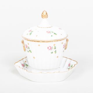 Continental Porcelain Fluted Sugar Bowl and Cover, and Lobed Teapot Stand
