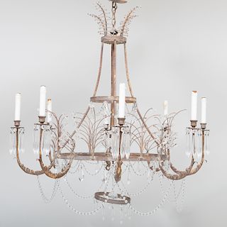 Continental Neoclassical Style Gilt-Metal-Mounted Cut-Glass Eight-Light Chandelier