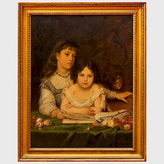 Michele Gordigiani (1835-1909): Portrait of Two Girls Reading