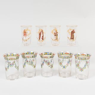 Two Sets of Enameled Glasses