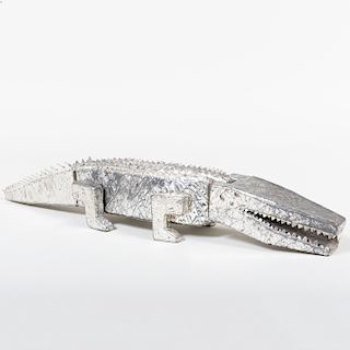 Silver and Metal Figure of an Alligator