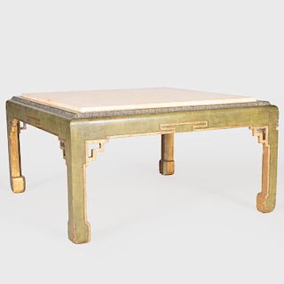 Chinese Style Green Painted and Parcel-Gilt Low Table