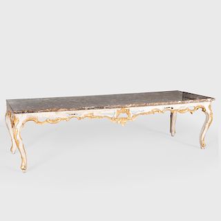 Rococo Style Painted and Parcel-Gilt Low Table