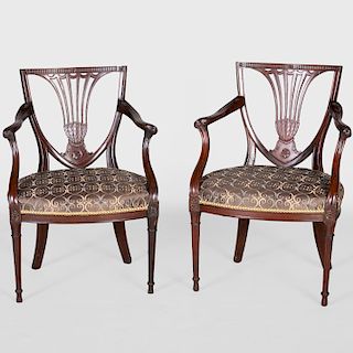 Pair of George III Mahogany Armchairs, Attributed to Gillows