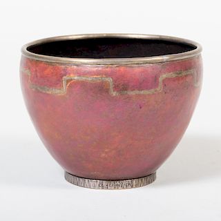 Claude Linossier Style Red Patinated Metal Vase