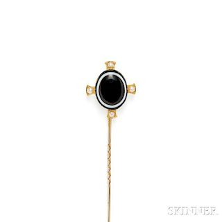 Antique 18kt Gold and Banded Agate Stickpin