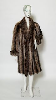Long Fur Coat with Cuffed Sleeves