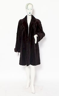 Waltzer Couture Long Sheared Beaver Fur Black Coat