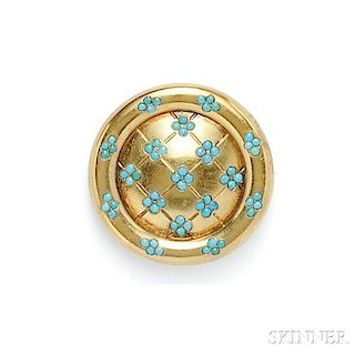 Antique Gold and Turquoise Brooch