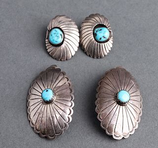 Native American Navajo Silver Turquoise Earrings 2