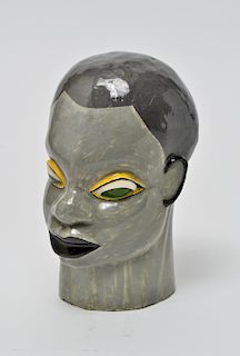 Modern Hand-Painted Ceramic Head Sculpture