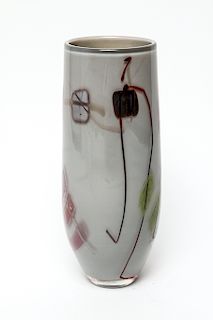 Illegibly Signed Modern Art Glass Hand-Blown Vase
