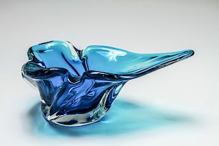 Viking Glass or Murano Art Glass Lily-Form Ashtray