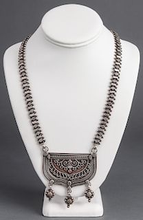 Tribal Persian Silver & Carnelian Necklace