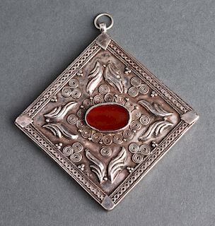 Persian Silver & Carnelian Pendant