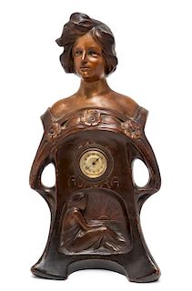 Art Nouveau Manner Figural Mantel Clock