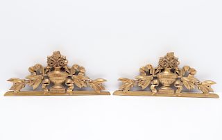 Neoclassical Gilt Carved Wall Ornament, Pair