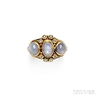 Arts & Crafts 18kt Gold and Star Sapphire Ring