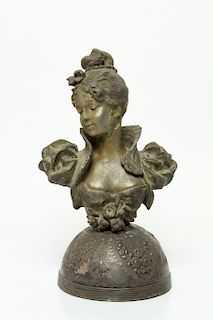 Art Nouveau Metal Sculpture of a Lady