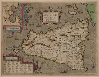 Ortelius Map of Sicily "Siciliae Veteris Typus" 1584