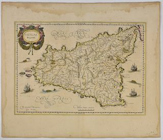 Grp: 5 Maps of Sicily Italy 18th/19th c. Jaillot Delisle