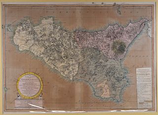 Robert Mylne After Schmettau Map of Sicily Italy 1810
