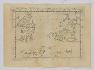 Grp: 2 Maps Sardinia and Sicily Giacomo Gastaldi Ptolemy ca. 1548
