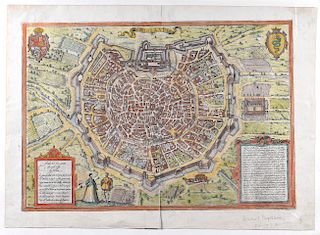 Braun and Hogenberg Map Milan 1572