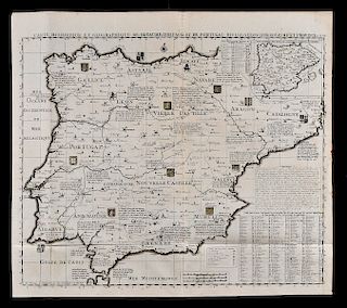 Henri Chatelain Map of Spain and Portugal 1719 Atlas Historique
