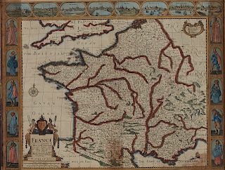 John Speed France Map 1627-1676 Revised and Augmented