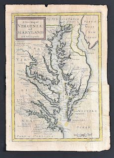 Herman Moll Map Virginia and Maryland 1741