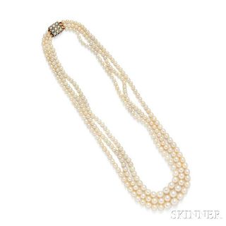 Natural Pearl Three-strand Necklace