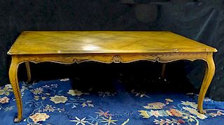 INLAID OAK COUNTRY FRENCH STYLE DINING TABLE