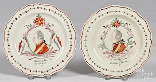 Two creamware plates