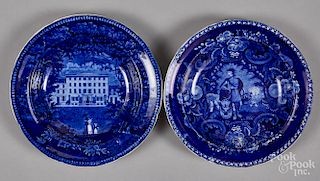 Two Historical blue Staffordshire shallow bowls