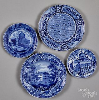 Four Historical Staffordshire cup and toddy plate
