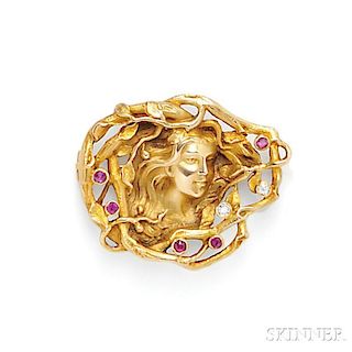 Art Nouveau 14kt Gold Brooch